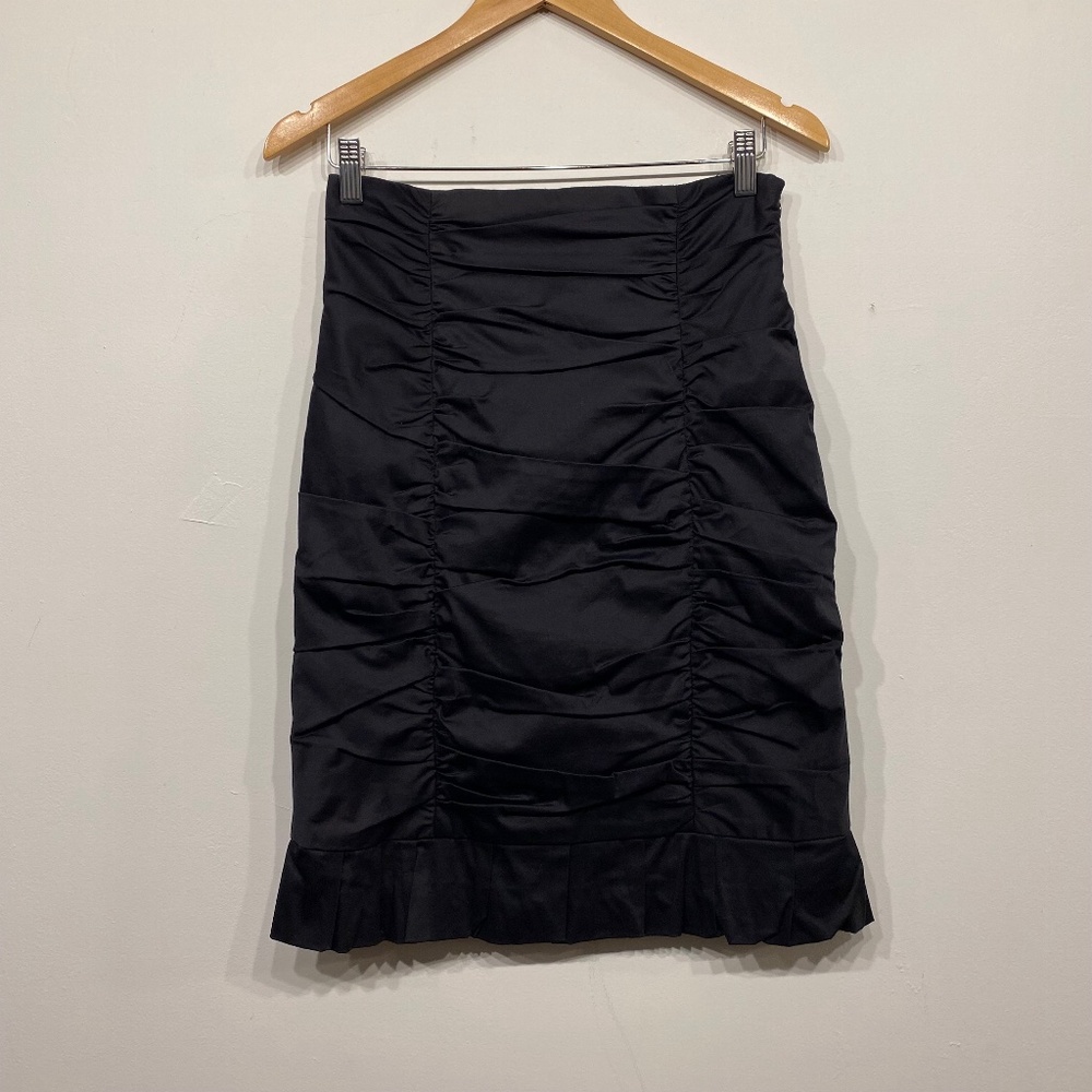 Nanette Lepore Y2K Black‎ Pleated Pencil Midi Skirt Size 6